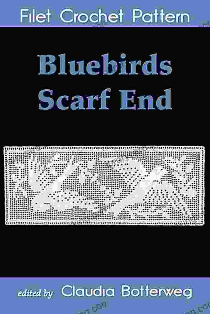 An Image Of A Woman Smiling While Wearing A Bluebirds Scarf End Filet Crochet Pattern Bluebirds Scarf End Filet Crochet Pattern: Complete Instructions And Chart