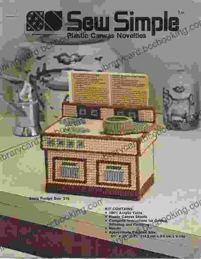 Image Of Granny Kitchen Recipe Box Plastic Canvas Pattern Front View Granny S Kitchen Recipe Box: Plastic Canvas Pattern