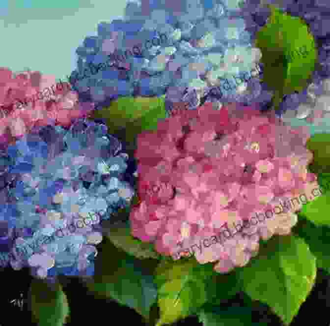 Vibrant Acrylic Painting Of Hydrangeas In Shades Of Blue And Purple Cape May Hydrangeas (Cape May 10)
